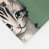 Cartoon kitten striped kat stempels green fleece deken (Hoek)