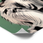 Cartoon kitten striped kat stempels green poster (Hoek)