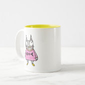 Cartoon Kitten Tweekleurige Koffiemok (Voorkant links)