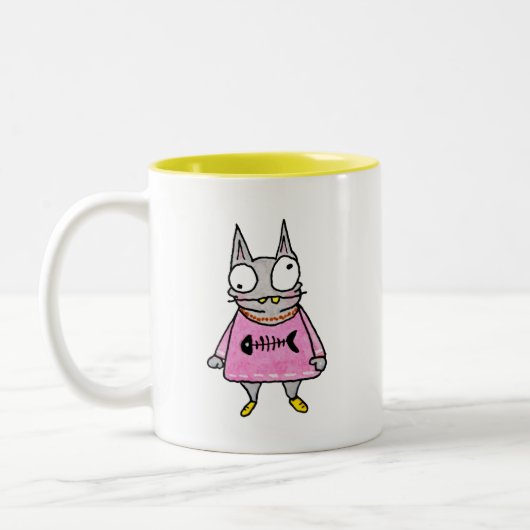 Cartoon Kitten Tweekleurige Koffiemok (Links)