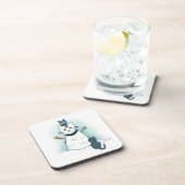 Cartoon Kittens die een kerstsneeuwkat maken Bier Onderzetter (Rechterzijde)