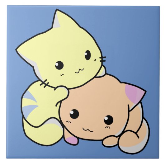 cartoon kittens keramische tegel tegeltje (Voorkant)