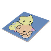 cartoon kittens keramische tegel tegeltje (Zijkant)