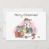 Cartoon Kittens uitpakken kerstcadeaus Feestdagenkaart (Voorkant)