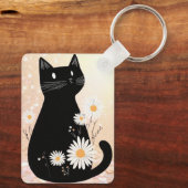 Cartoon Kitty with the Daisies Keychain (Achterkant)