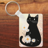 Cartoon Kitty with the Daisies Keychain (Voorkant)