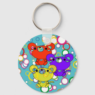Cartoon Kittys op Sleutelhanger met gekleurde cirk