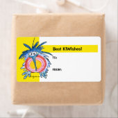 Cartoon Kiwi Bird 4b Yellow Gift Label Label (Insitu)