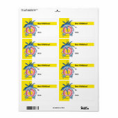Cartoon Kiwi Bird 4b Yellow Gift Label Label (Full Sheet)