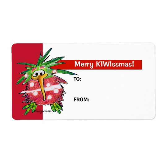 Cartoon Kiwi Bird Schattige Christmas Gift Label L (Voorkant)