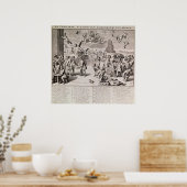 Cartoon klaagt over het rampzalige experiment poster (Keuken)