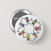 Cartoon klaagt over Kinder vrienden over de hele w Ronde Button 5,7 Cm (Voorkant /achterkant)