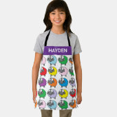 Cartoon kleurrijk schapenpatroon gepersonaliseerd schort (Insitu)