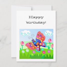 Cartoon Kleurrijke vlinders en bloemen  Notitiekaartje