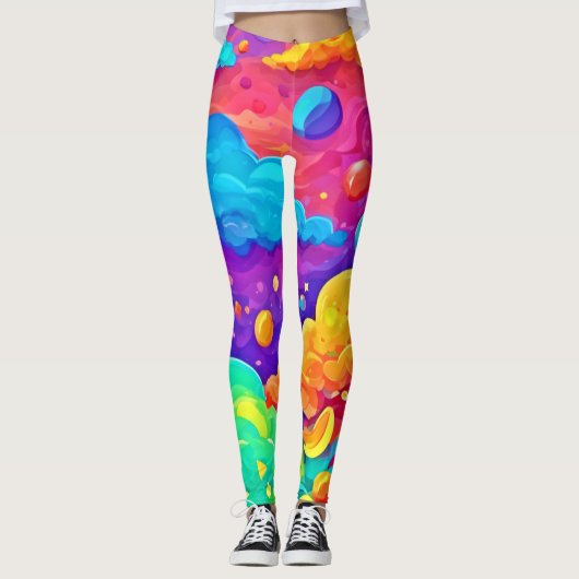 Cartoon Kleuruitbarsting Kunst Leggings (Voorkant)