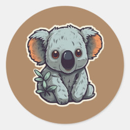 CARTOON KOALA BEER RONDE STICKER