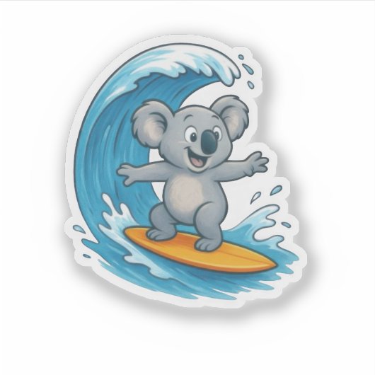 Cartoon Koala Beer Sticker (Voorkant)