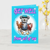 Cartoon Koala Chicken Get Well Kaart (Gele Bloem)