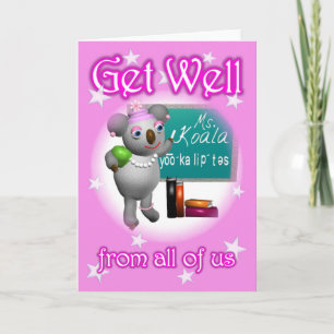 Cartoon Koala Get Well School Teacher blanco Kaart