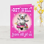 Cartoon Koala Get Well Seamtress Kaart (Gele Bloem)