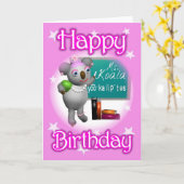 Cartoon Koala Happy Birthday Leraar-blanco binnen Kaart (Gele Bloem)