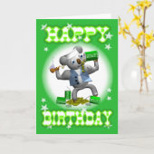 Cartoon Koala Happy Birthday Spinazie Kaart-blank Kaart (Gele Bloem)