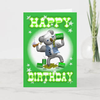 Cartoon Koala Happy Birthday Spinazie Kaart-blank Kaart