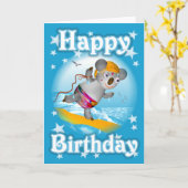 Cartoon Koala Happy Birthday Surfer Kaart-blank Kaart (Gele Bloem)