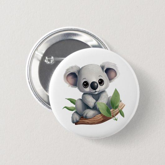 Cartoon koala illustratie ronde button 5,7 cm (Voorkant /achterkant)