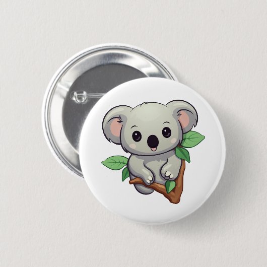 Cartoon koala illustratie ronde button 5,7 cm (Voorkant /achterkant)