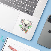 Cartoon koala illustratie sticker (Laptop met iPhone)