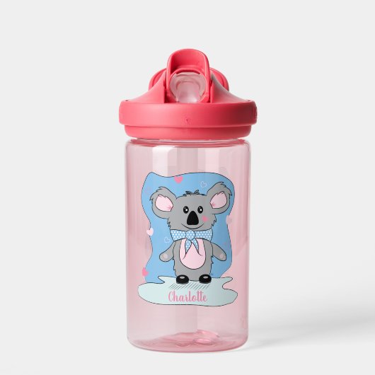 Cartoon Koala Kind Waterfles met naam (Voorkant)
