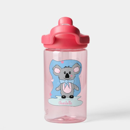Cartoon Koala Kind Waterfles met naam (Achterkant)