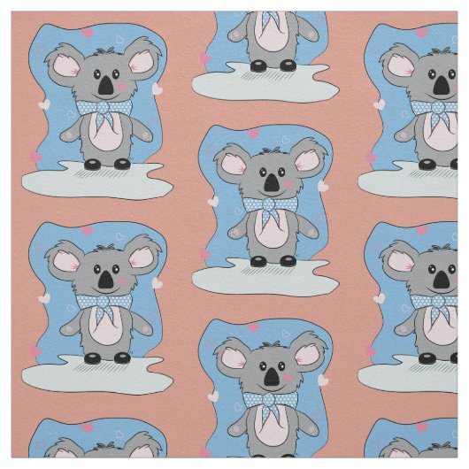Cartoon Koala met Kind in hart Stof (Swatch)