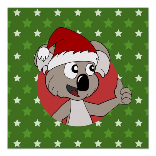 Cartoon koala over een naadloos patroon perfect poster (Voorkant)