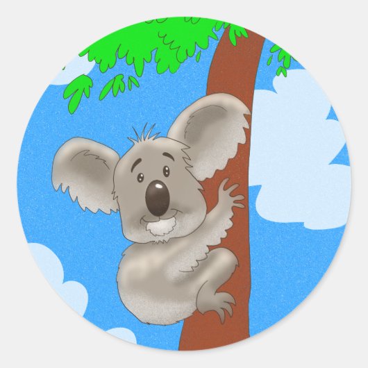 Cartoon Koala Ronde Sticker (Voorkant)