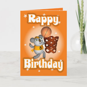 Cartoon Koala speelt basketbal Happy Birthday Kaart