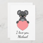 Cartoon koala uit liefde Valentijn Feestdagenkaart (Voorkant / Achterkant)