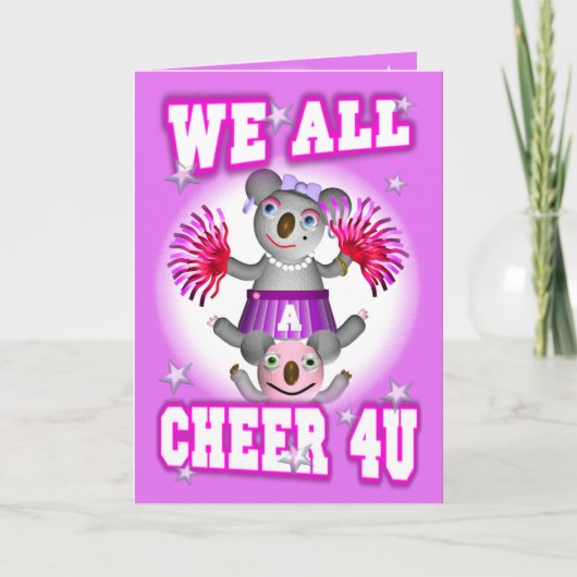 Cartoon Koala We Cheer 4U Get Well Kaart (Voorkant)