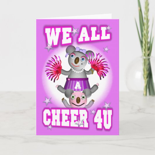 Cartoon Koala We Cheer 4U Get Well Kaart blank (Voorkant)