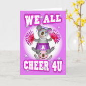 Cartoon Koala We Cheer 4U Get Well Kaart blank (Gele Bloem)