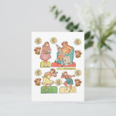 cartoon Koe Bull Family Paper Doll Briefkaart (Staand voorkant)