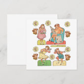 cartoon Koe Bull Family Paper Doll Kaart (Voorkant / Achterkant)