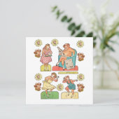 cartoon Koe Bull Family Paper Doll Kaart (Staand voorkant)