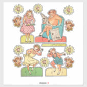  cartoon Koe Bull Family Paper Doll Sticker (Vel)