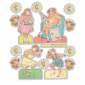 cartoon Koe Bull Family Paper Doll Sticker (Voorkant)