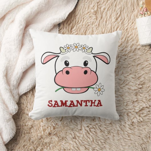 Cartoon Koe | Douanenaam Boerderij Dierproef Kussen (Deken)