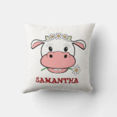 Cartoon Koe | Douanenaam Boerderij Dierproef Kussen (Achterkant)