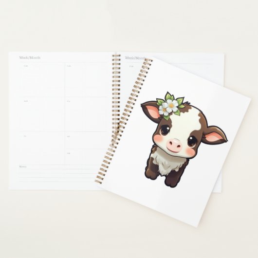 Cartoon koe illustratie planner (Display)