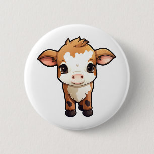 Cartoon koe illustratie ronde button 5,7 cm